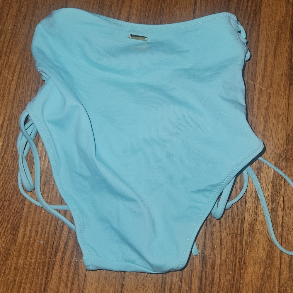 Victoria's Secret Aqua Bikini Set XS Stappy Bottoms & Removable Strapless Top - Picture 5 of 16